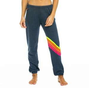 Aviator Nation Chevron Rainbow Neon Sweatpants XS